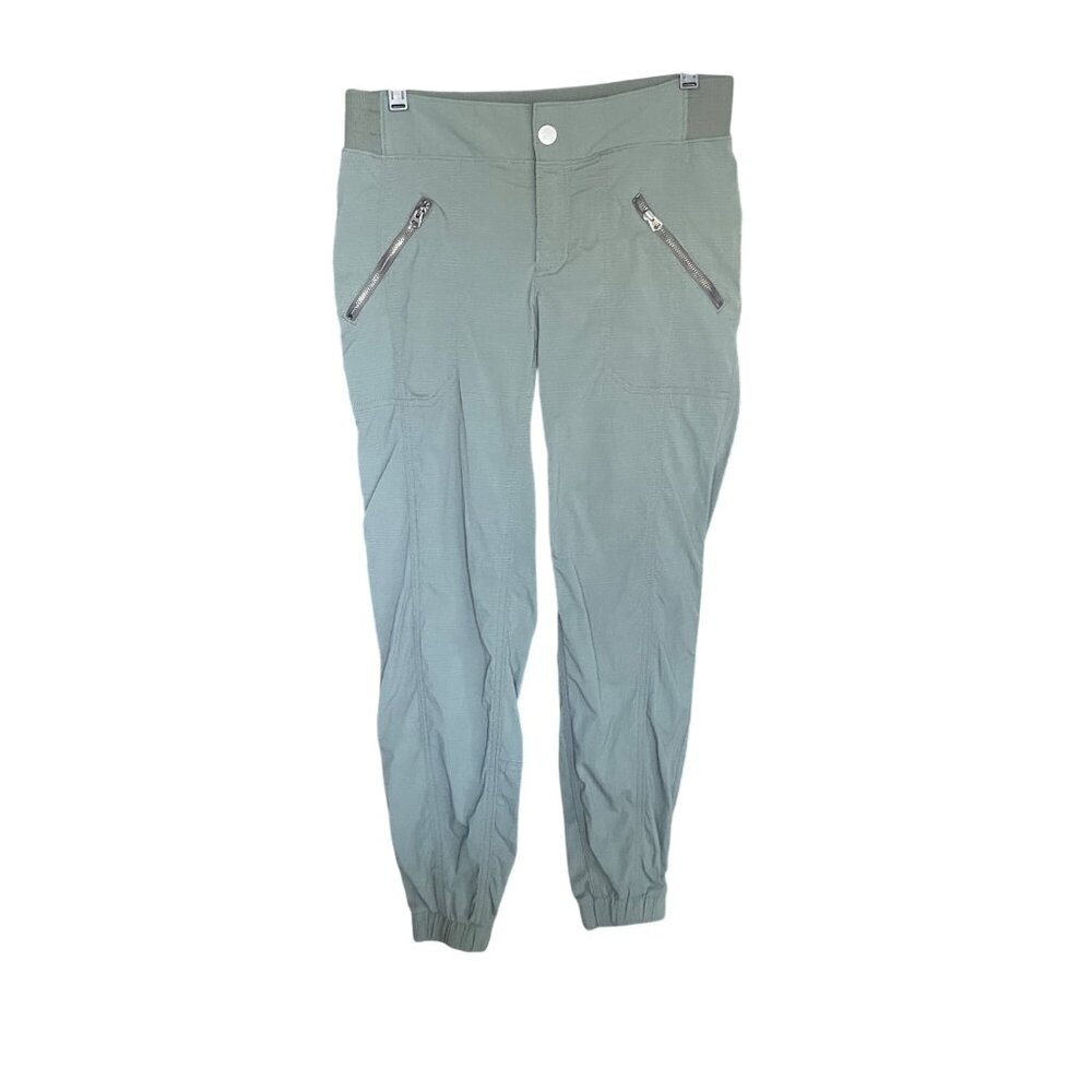 Athleta Womens Green Jogger Pants Size 2 With Zipper Pockets & Elastic Waistband